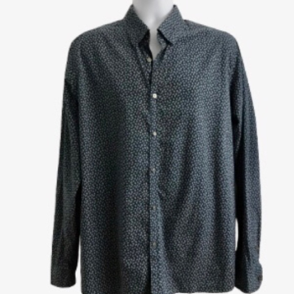Ted Baker London 100% Cotton Leaf Print Button Down Shirt L